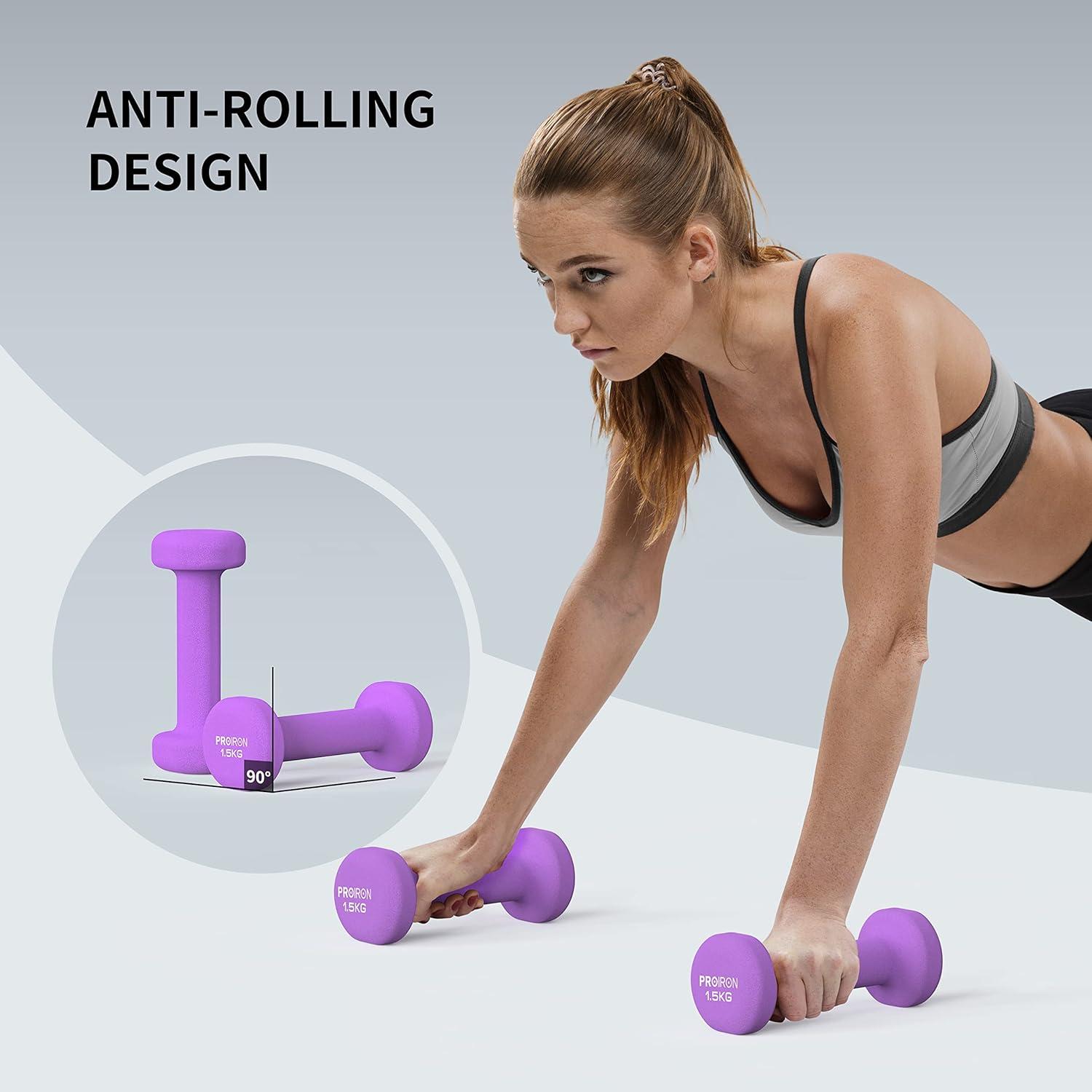 PROIRON Neopren Kurzhanteln 2er-Set 1.5KG für Frauen Gymnastik Yoga Pilates Kinder