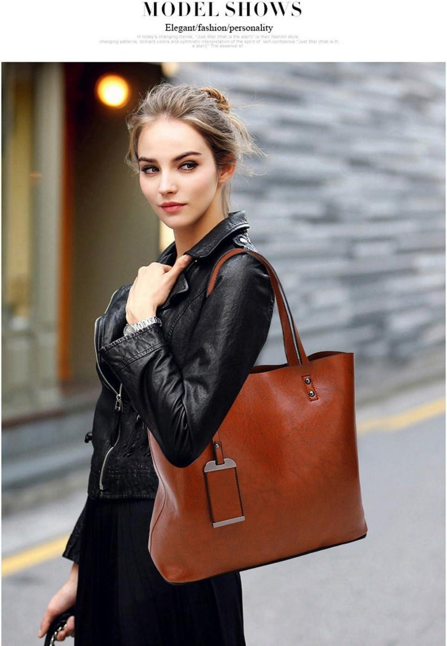 Moderne Damen PU-Leder Handtasche mit Schulterriemen
