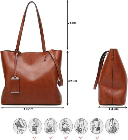 Damenhandtasche aus PU-Leder mit Schulterriemen, vertikale