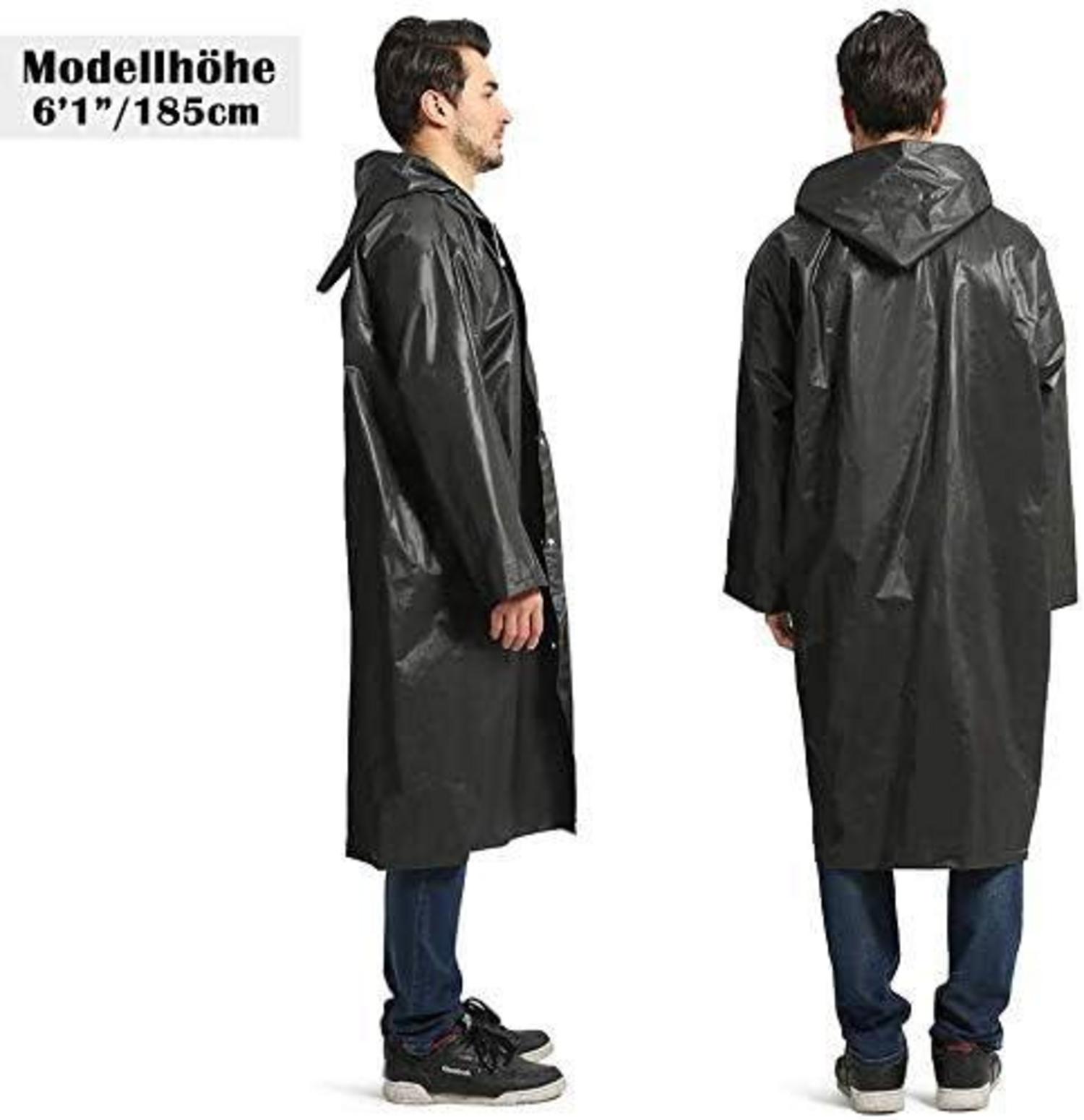 Transparenter Regenponcho Regenmantel für Damen Herren Einheitsgröße Schwarz
