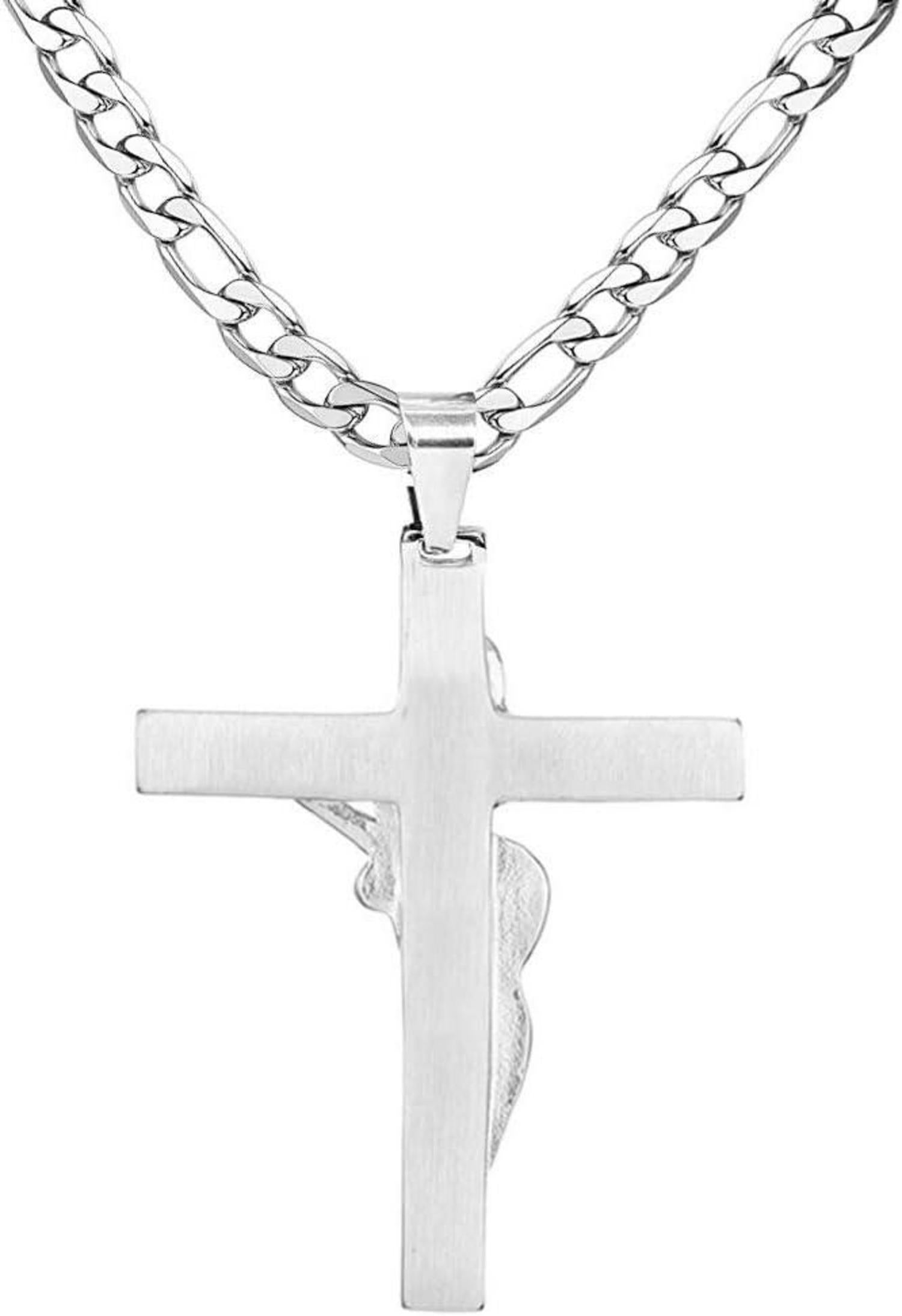 Kreuz Johnny Hallyday Anhänger Halskette Silber Rocker Geschenk