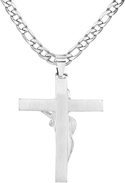 Kreuz Johnny Hallyday Anhänger Halskette Silber Rocker Geschenk