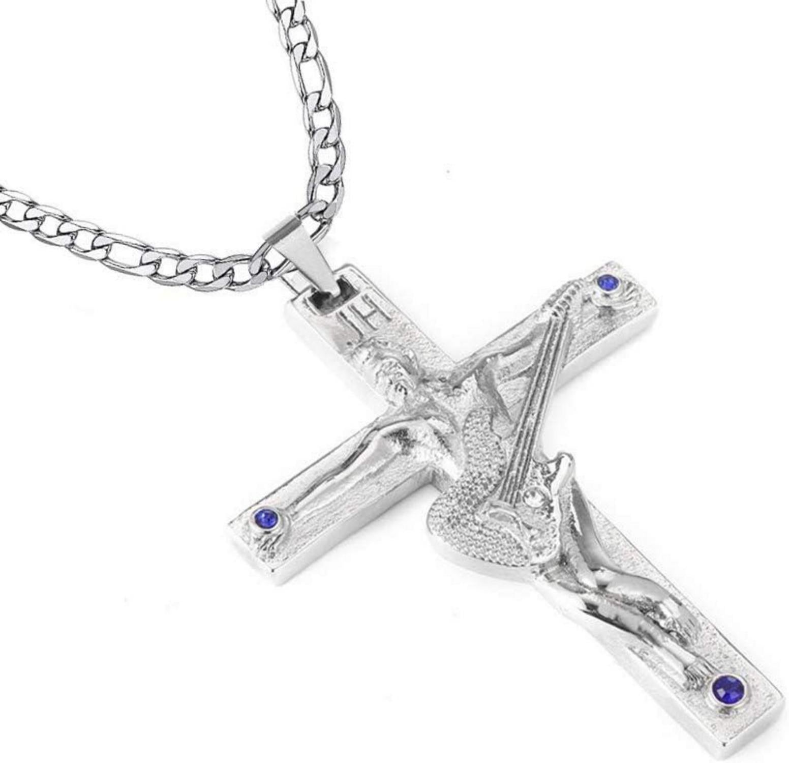 Johnny Hallyday Kreuz Anhänger Silber Rocker Geschenk