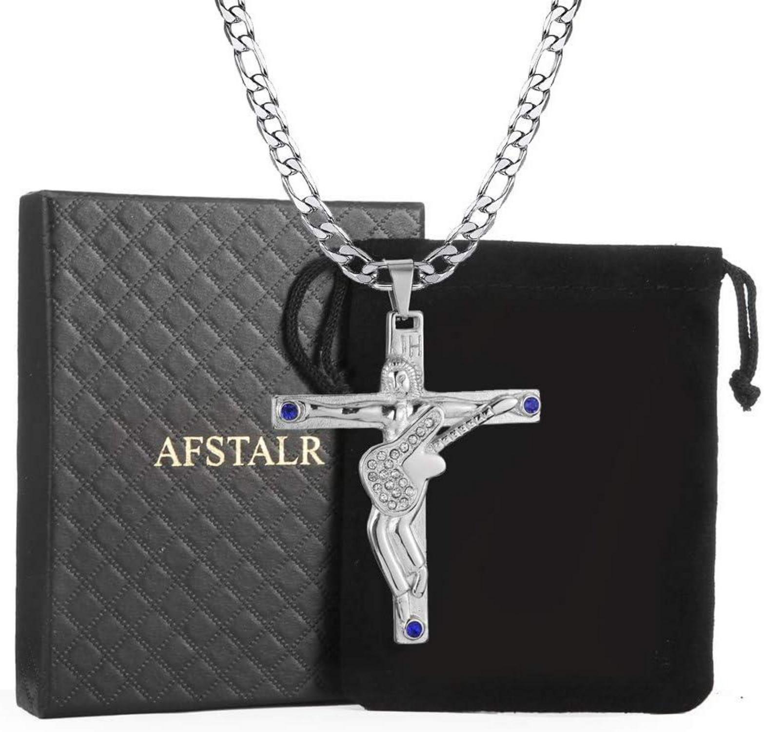 Johnny Hallyday Kreuz Anhänger Halskette Gitarre Rocker Silber Damen