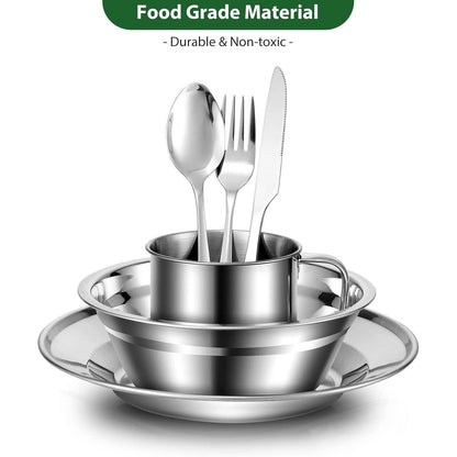 Odoland Campingbesteck Set 29-teilig Edelstahl Outdoor