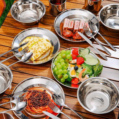 Odoland Campingbesteck Set 29-teilig Edelstahl Outdoor