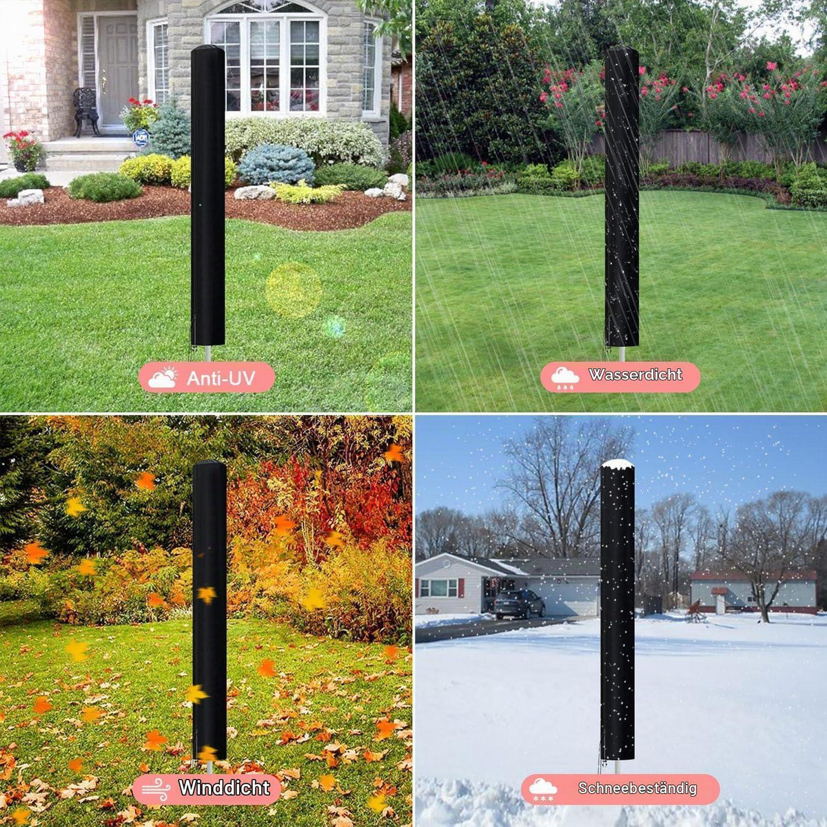 Schutzhülle für Wäschespinne, wasserdicht, Oxford-Gewebe, 180cm, Schwarz