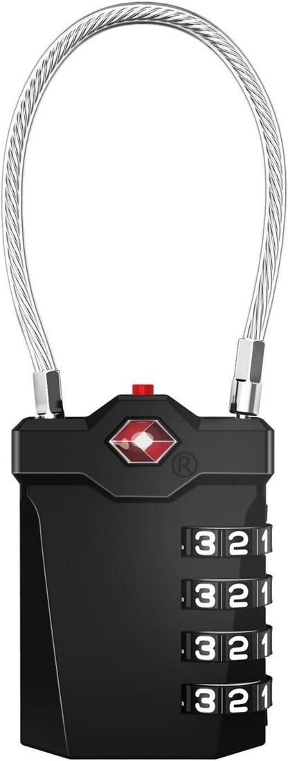 TSA Gepäckschloss 4 Stellig Schwarz Öffnungsalarm
