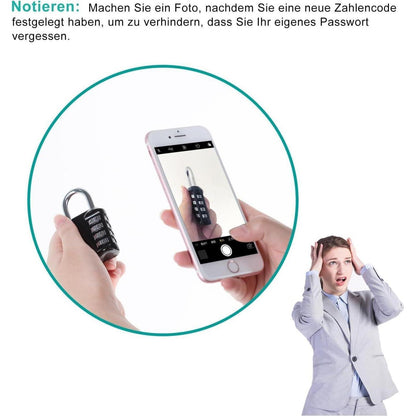Vorhängeschloss Zahlencode 4 Stellig 2er Set Schwarz