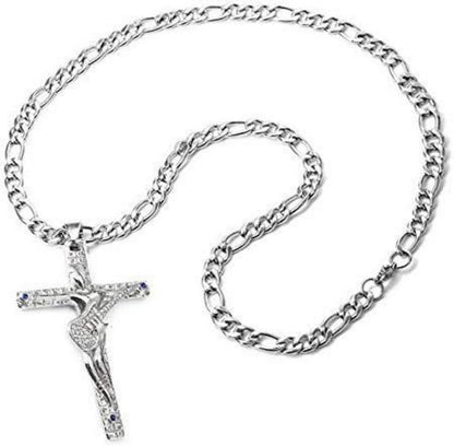 Johnny Hallyday Kreuz Anhänger Halskette Silber Herren Damen