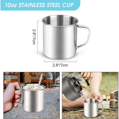 Odoland Campingbesteck Set 8-teilig Edelstahl mit Tasche