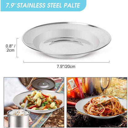 Odoland Campingbesteck Set 8-teilig Edelstahl mit Tasche