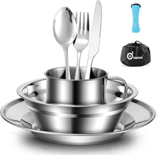 Odoland Campingbesteck Set 8-teilig Edelstahl Outdoor Reisebesteck