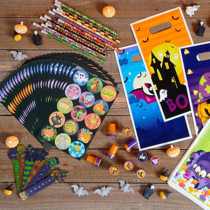 Halloween Briefpapier Set für Kinder, Geschenk Süßes Saures 144-teilig