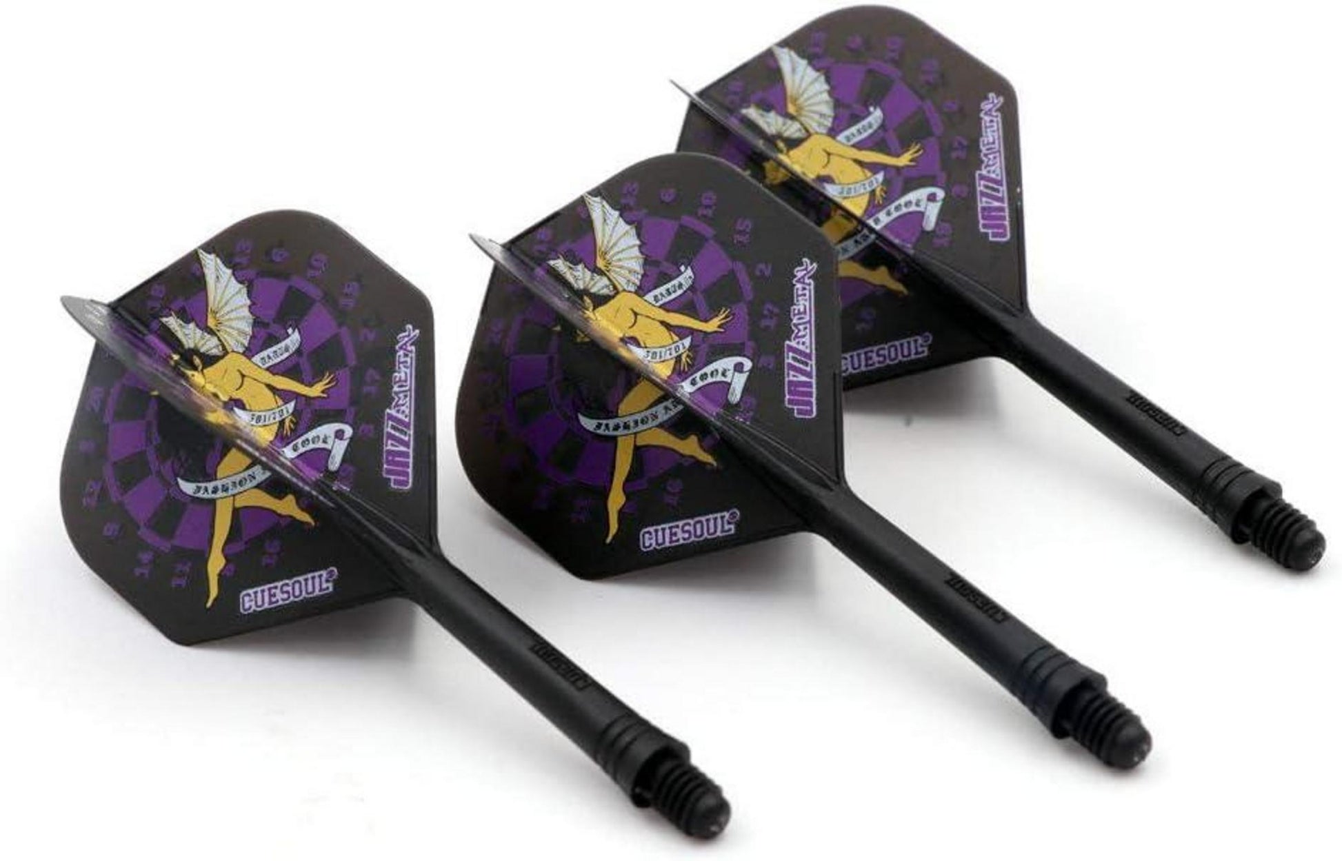Dartschäfte Flights 3er-Set Standardform Kristallbox 28mm 69mm