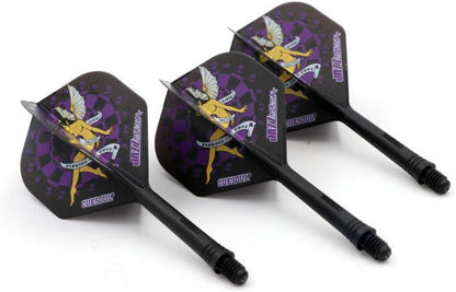 Dartschäfte Flights 3er-Set Standardform Kristallbox 28mm 69mm