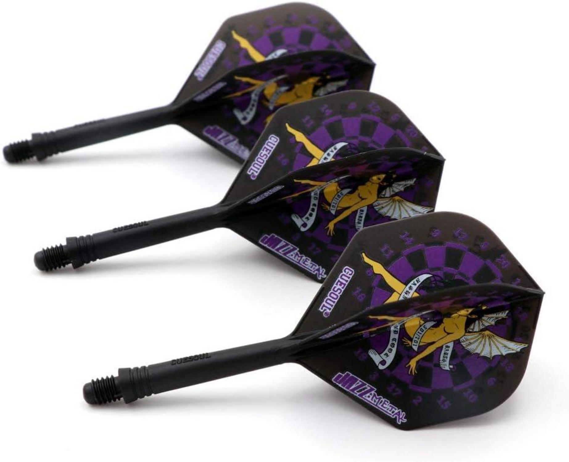 Dartschäfte Flights 3er-Set Standardform Kristallbox 28mm 69mm