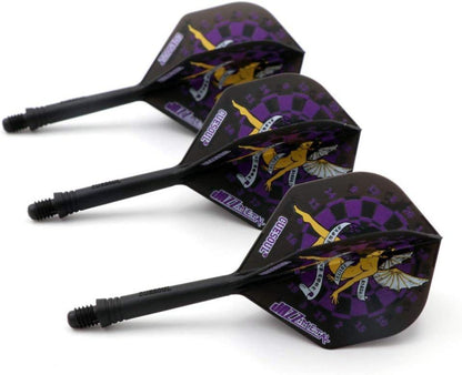 Dartschäfte Flights 3er-Set Standardform Kristallbox 28mm 69mm