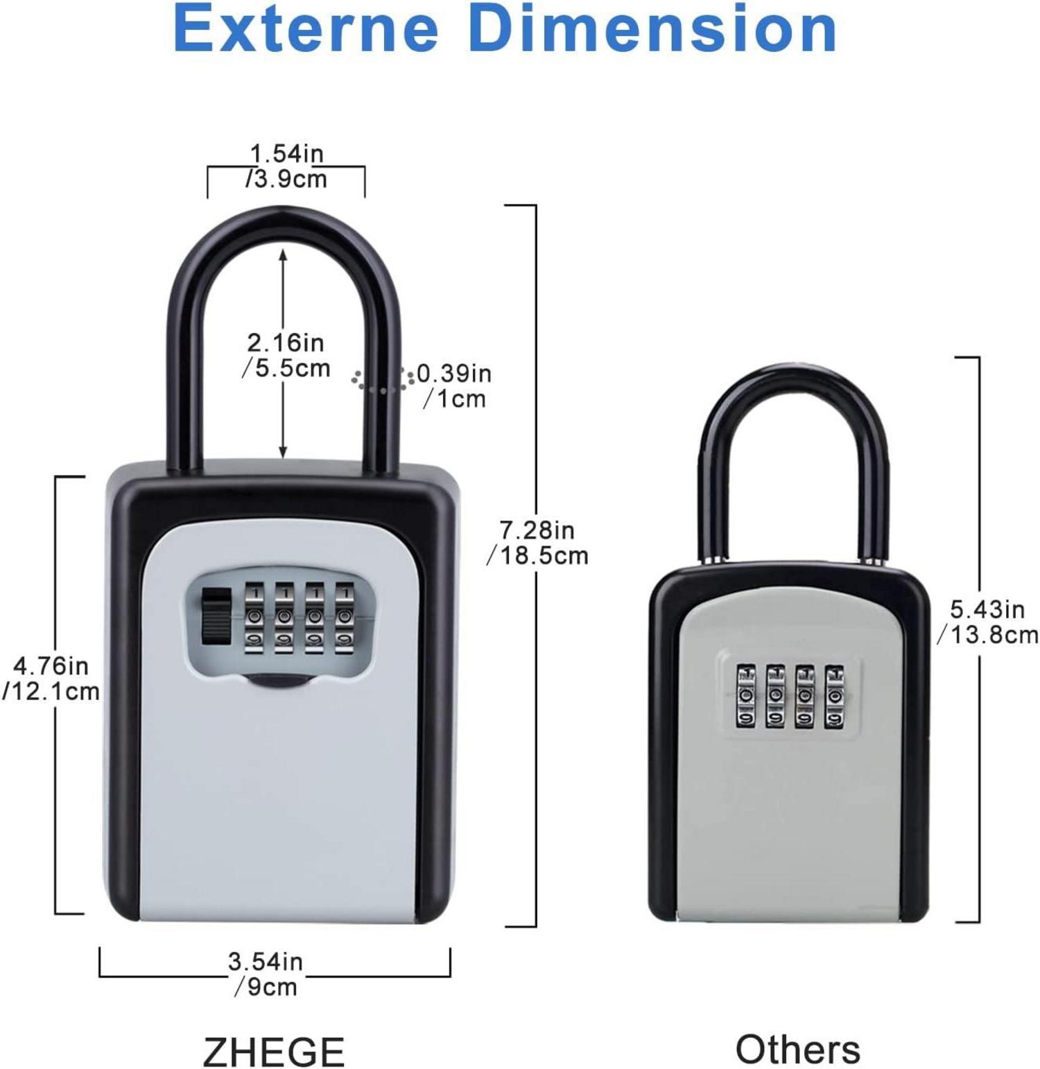 ZHEGE Schlüsseltresor mit Zahlencode und Bügel für Draußen