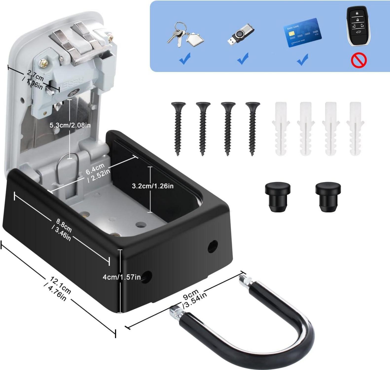 Schlüsseltresor mit Zahlencode 4-Stellig wetterfest draußen Grau