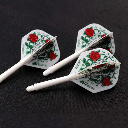 3er-Set Integrierter Dartschaft und Flights Standardform 28mm Schwarz
