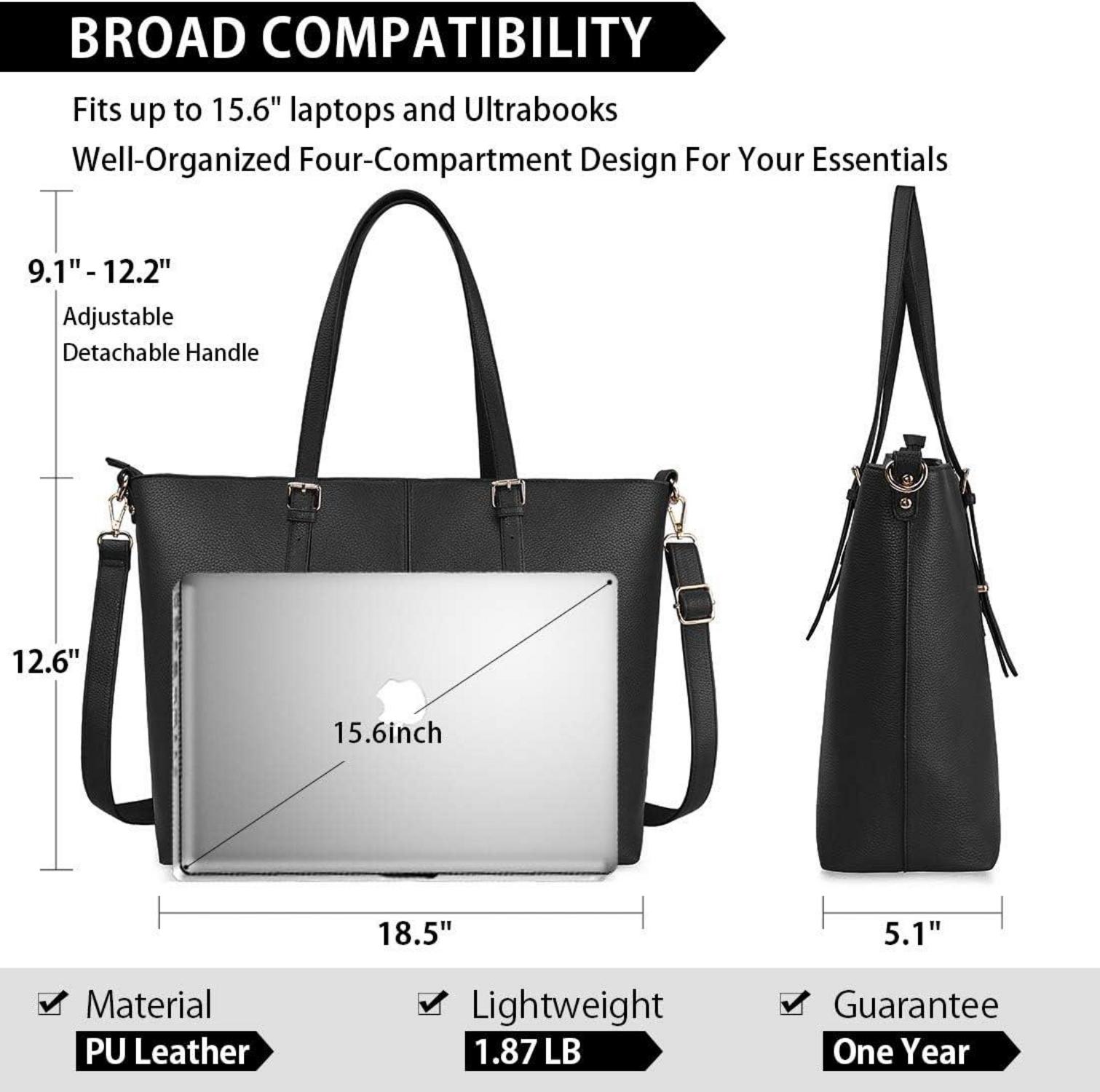 NUBILY Laptop Damen Handtasche 15,6 Zoll Elegant Leder Shopper