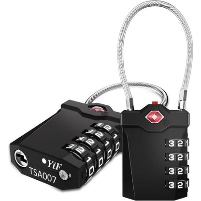 TSA Gepäckschloss 4 Stellig Schwarz 2 Stücke