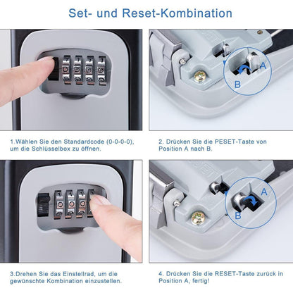 ZHEGE Schlüsseltresor 4-stellig für außen, wasserfest, mit