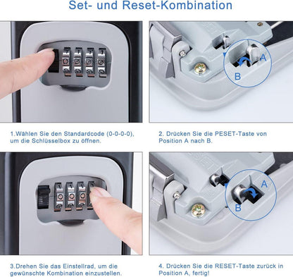 ZHEGE Schlüsseltresor 4-Stellig mit Zahlencode, Bügel, Wetterschutz