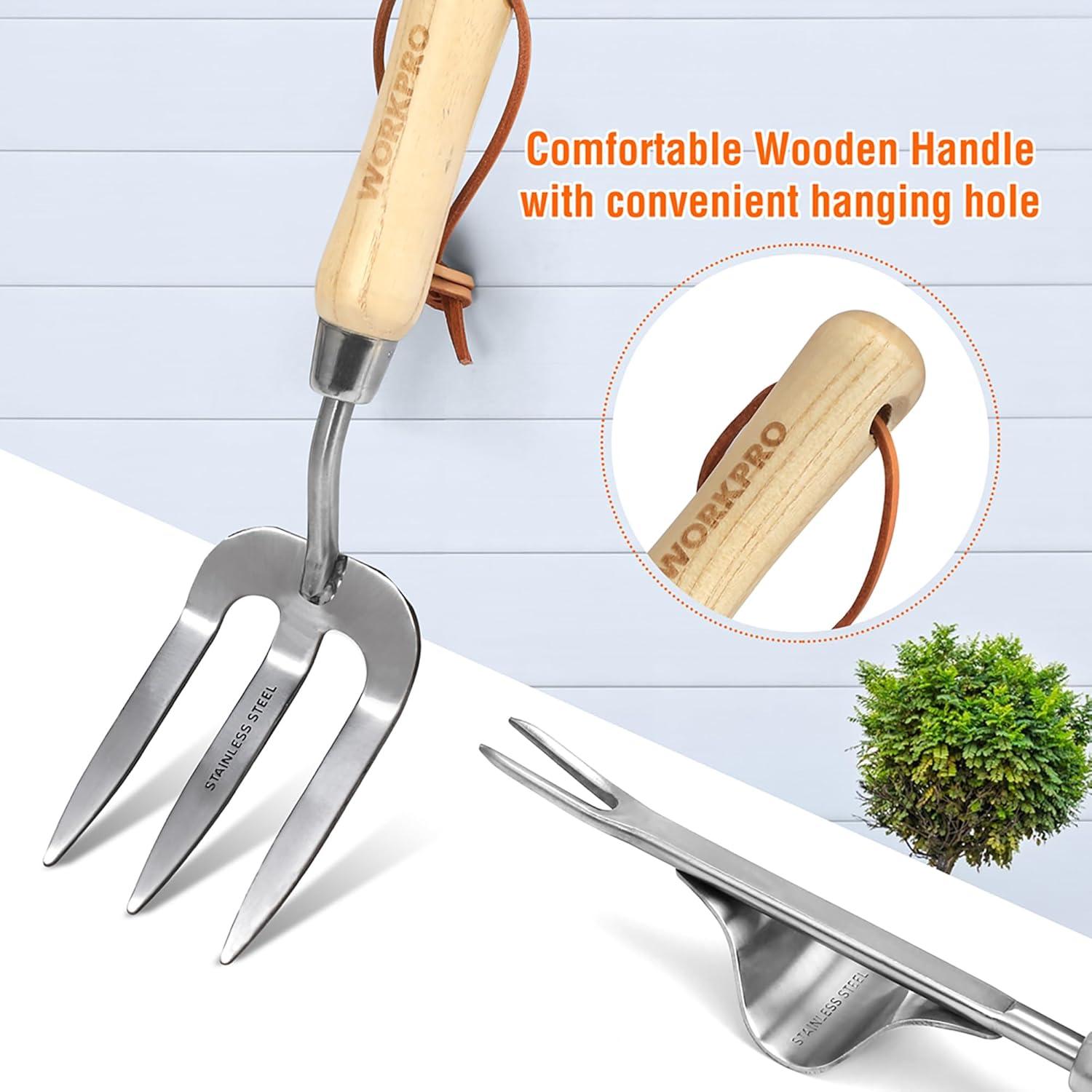 WORKPRO Gartenwerkzeug Set 8-in-1 Gartengeräte Edelstahl Aufbewahrungstasche