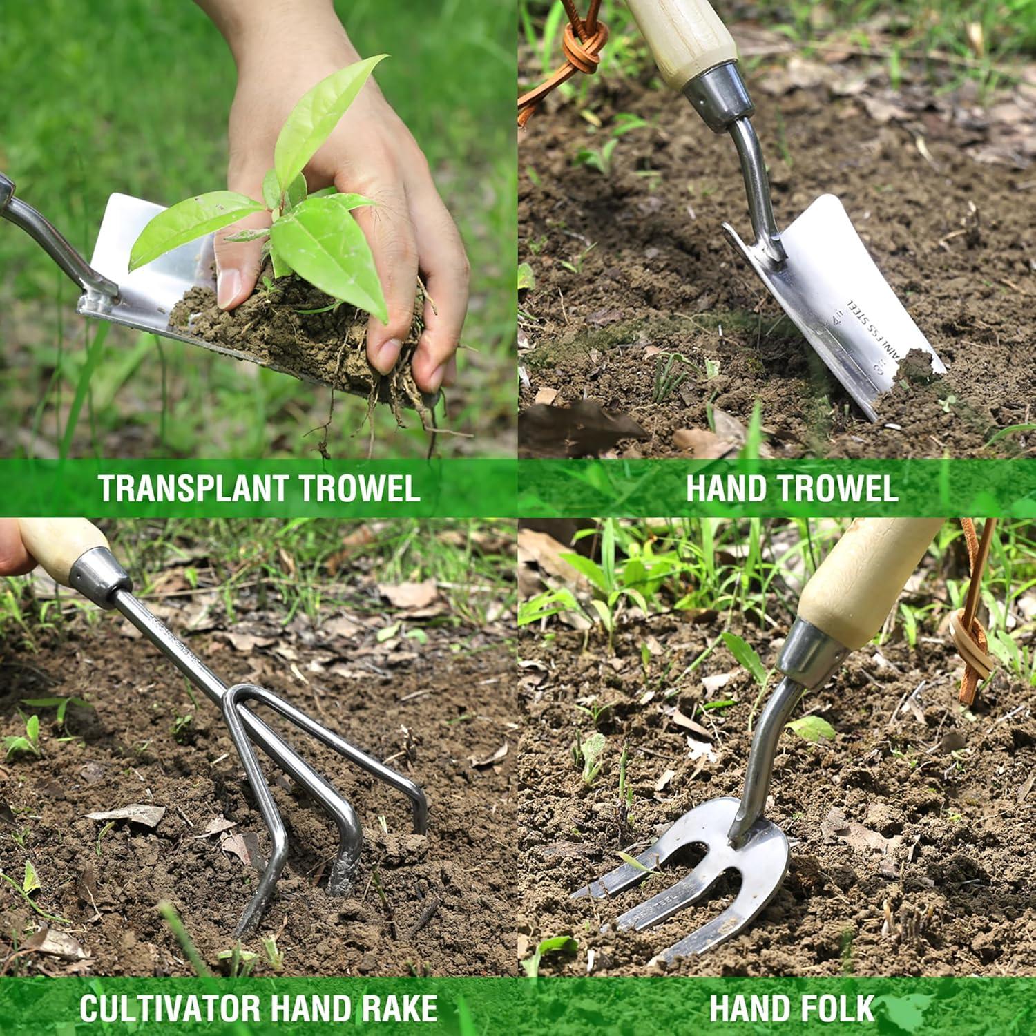Gartenwerkzeug Set 8-in-1 Gartengeräte Aufbewahrungstasche Edelstahl