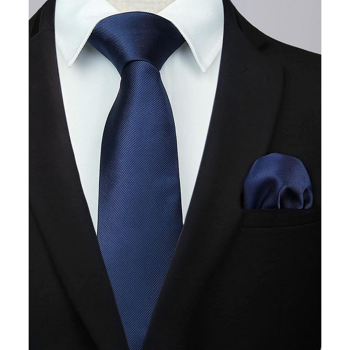 Krawatten-Set Herren mit Einstecktuch, Navy Blau
