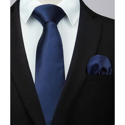 Krawatten-Set Herren mit Einstecktuch, Navy Blau
