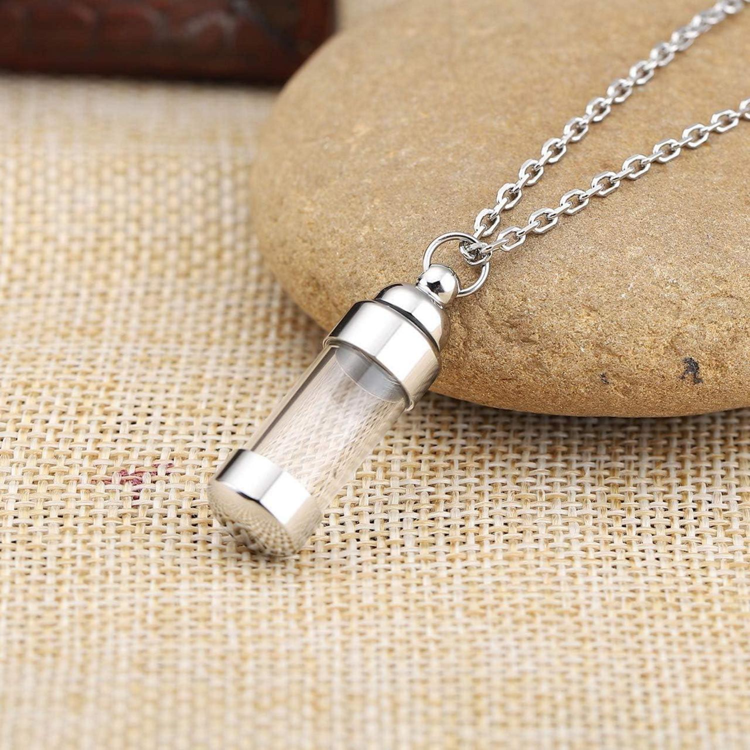Asche Schmuck Halskette Edelstahl Acryl Flasche Anhänger Kapsel