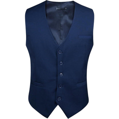 Herren Anzugweste V-Ausschnitt mit Taschen Marineblau