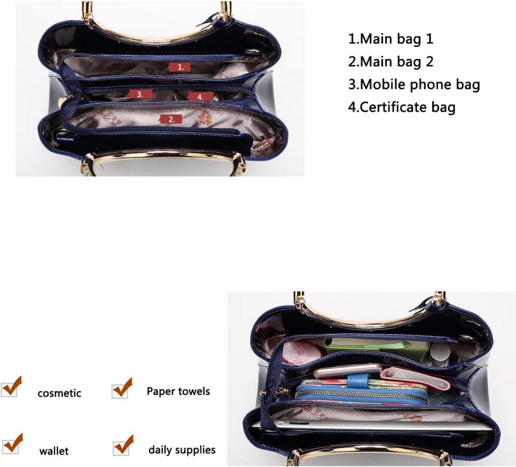 Damen Handtasche PU-Lackleder Henkeltasche Abendtasche EINWEG