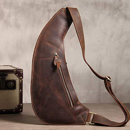Herren Canvas Crossbag Sling Rucksack Schulterrucksack Braun