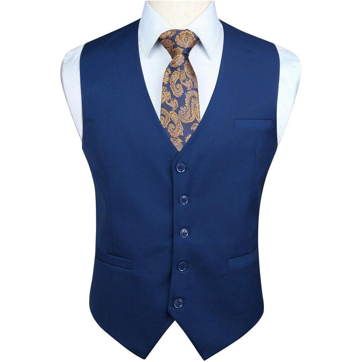 Herren Weste Baumwolle Einfarbig Marineblau L