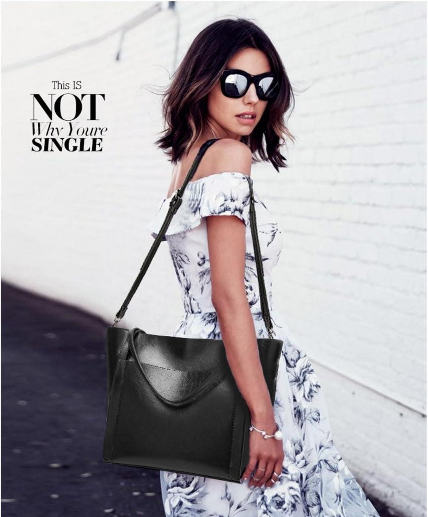 Coolives Damen Groß Shopper Tasche aus PU-Leder mit