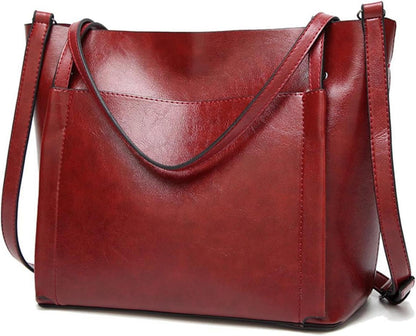 Großer PU-Leder Shopper mit Schulterriemen Schwarz