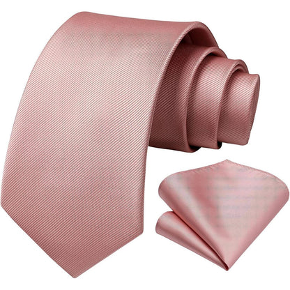 Krawatten-Set Herren mit Einstecktuch – Einfache Pflege, Rosa