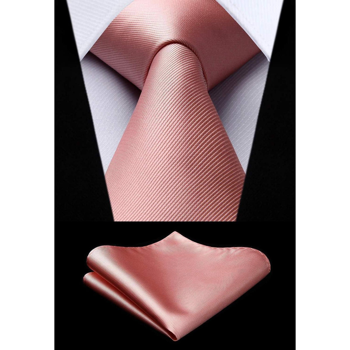 Krawatten-Set Herren mit Einstecktuch – Einfache Pflege, Rosa