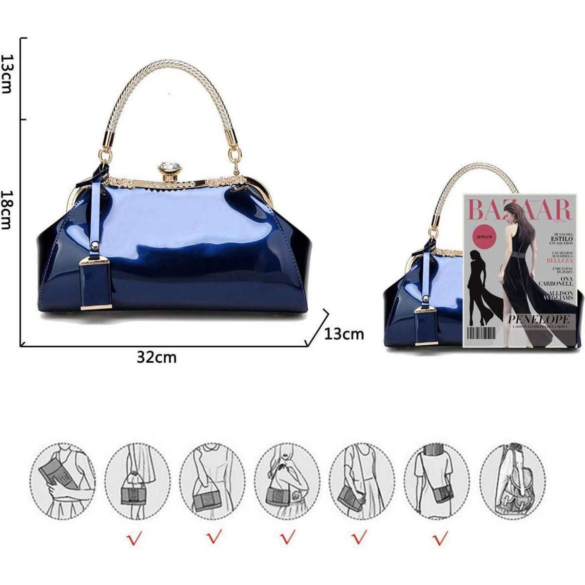 Damen Handtasche in Lederoptik Königsblau