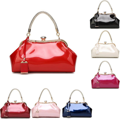 Damen Handtasche PU-Lackleder Rot Schultertasche elegant