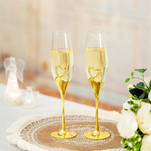 Romantische Herz Weingläser Set Kristall Gold 25cm