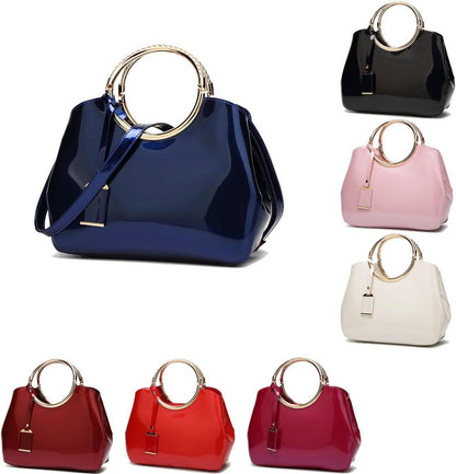 Coolives Damen Handtasche PU-Lackleder Henkeltasche Abendtasche