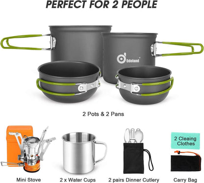 Camping Geschirr Set 16-teilig für 2 Personen Outdoor