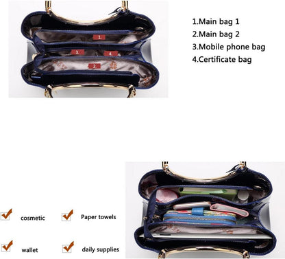 Damen Handtasche PU-Lackleder Hochzeit Schultertasche Umhängetasche