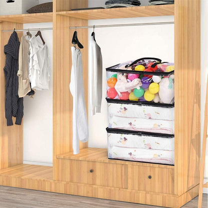 Aufbewahrungsbeutel für Kleidung mit verstärktem Griff, 46 x 38 x 23 cm, Vinyl Organizer mit stabilem Reißverschluss 3er Set