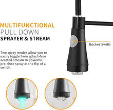 LED Schwarz Wasserhahn Küche 360° drehbar Spiralfederarmatur
